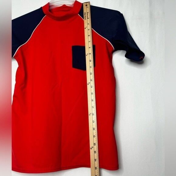 Lands’ End Short Sleeve Blue Red Rashguard Swim Shirt. Size L - Picture 10 of 13